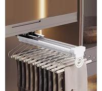 PUFAHAU Asta per Armadio Estraibile, Porta-Appendiabiti Estraibile da 30 kg, Porta-Pantaloni Retrattile in Lega di Alluminio, Asta Scorrevole Regolabile con Ammortizzat(Bianco-22 Asta+Doppia Fila)