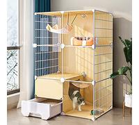 PUFAHAU Gabbia per Gatti - Cucce per Gatti da Interno, Gabbie per Gatti da Interno, Recinto Fai da Te per Gatti di Piccola Taglia, Cucce in Filo Metallico Staccabili per Cuccioli（White-72-47-107Cm）