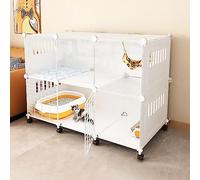 PUFAHAU Gabbia per Gatti, Recinto per Gatti da Interno, Recinto Fai da Te per Gatti, Cucce Staccabili, Gabbia per Piccoli Animali con Ruota, Grande Spazio per Esercizi, Ideale PE（105X45X75Cm）