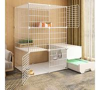 PUFAHAU Gabbia per Gatti - Recinto per Gatti, Recinto Fai da Te per Animali Domestici, Recinto per Esercizi, Recinto per Cortile, Gabbia con Porta E Lettiera Chiusa per Gatti, Fa（C-111-49-109Cm）