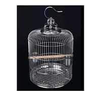 PUFAHAU Gabbia per Uccelli, Gabbie per Uccelli Portatili, Gabbia per Uccelli Rotonda in Metallo, Gabbia per Uccelli in Acciaio Inossidabile, Grande Casetta per Uccelli, Trasporto（S）