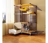 PUFAHAU Recinti per Gatti da Esterno per Gatti da Interno, Gabbia per Gatti con Lettiera, Gabbia Fai da Te per Gatti, Gabbie per Gatti con Rotelle per Aumentare L'Altezza di 4 Cm（L75Xw39Xh112Cm）