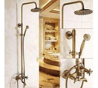 PUFAHAU Set Doccia da Bagno Doccia A Pioggia Miscelatore Termostatico in Ottone 8' Doccia A Pioggia Compatibile con Montaggio A Parete retrò