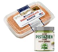 Pufai gerösteter Kadayıf für Dubai Schokolade, Geröstet Kadayıf Fertig gerösteter Kadayıf gebrauchsfertig Kadaifi,Teigfäden Engelshaar teigfaden Kataifi 200 Gramm mit Pistazien Creme 200 Gramm