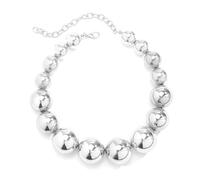 Pufei Collana da donna con grandi perle esagerate, regolabile, collana rotonda in metallo per gioielli, regalo per feste, 11.81x1.97x0.79Zoll, Metallo, Nessuna pietra preziosa