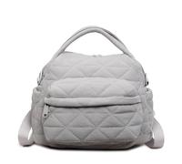 Pufei Zaino da donna in nylon trapuntato, con tracolla regolabile, borsa a tracolla per lavoro, shopping, viaggi, tutti i giorni, grigio., 270.00x220.00x100.00mm