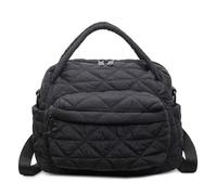 Pufei Zaino da donna in nylon trapuntato, con tracolla regolabile, borsa a tracolla per lavoro, shopping, viaggi, tutti i giorni, Nero , 270.00x220.00x100.00mm