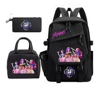 Pufei Zaino Demon Hunter per scuola, borsa casual leggera con cerniera, elegante e versatile per adolescenti, ideale per scuola e viaggi