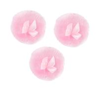 Puff Cipria per Bebè a Pelo, Set 3 Pezzi Rosa | Talco e Polvere Antirossore, Uso una Mano, Delicato sulla Pelle Sensibile