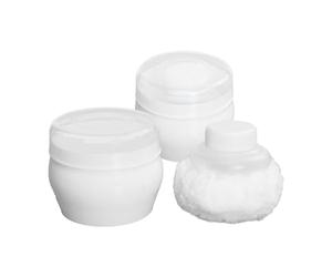 Puff Cipria per Bebè in Peluche Bianco Manico 2 Set | Applicazione Manuale Facile, Pp Plastica, per Neonato e Bambini, Regalo per Gravidanza e Shower