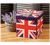 Puff contenitore ecopelle Inghilterra Cm. 38x38x38 - Fantasie assortite