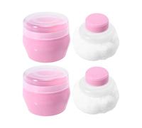 Puff per Talco Rotondo Rosa, Set da 2 per Bambini | Applicazione Uniforme e Delicata, Uso Talco Dopo Bagno, Struttura Sottile in Plastica Pp e Morbido Fluff
