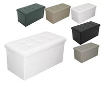 PUFF POUF CONTENITORE ECOPELLE PANCA BAULE IMBOTTITO BOTTONI TRAPUNTATO