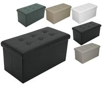 PUFF POUF CONTENITORE ECOPELLE PANCA BAULE IMBOTTITO BOTTONI TRAPUNTATO