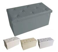 PUFF POUF CONTENITORE ECOPELLE PANCA BAULE IMBOTTITO BOTTONI TRAPUNTATO