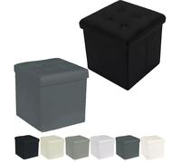 PUFF POUF CONTENITORE QUADRATO ECOPELLE PANCA BAULE 38X38CM TRAPUNTATO BOTTONI