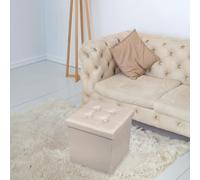 PUFF POUF CONTENITORE QUADRATO ECOPELLE PANCA BAULE 38X38CM TRAPUNTATO BOTTONI