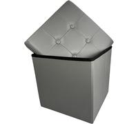 PUFF POUF CONTENITORE QUADRATO ECOPELLE PANCA BAULE TRAPUNTATO ROMBI 38X38CM