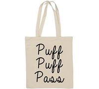 Puff Puff Pass - Borsa in cotone naturale, colore: Bianco