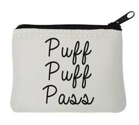 Puff Puff Pass - Portamonete in neoprene, 10 x 11 cm, colore: Bianco
