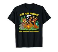 Puff Puff Preserve Stoner Animals Weed Cannabis 420 Design Maglietta