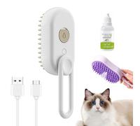 Puffease Spritz Defur Comb, Celery Pets Cat Brush Steam, Puffease Cat Steam Brush, Suitable for Long/Short Hair, Pet Hair Removal Comb with Water Tank, for Pet Grooming (White)