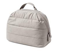 Puffer - Beauty case da donna, portatile, pieghevole, borsa da toilette da donna, imbottita, impermeabile, per articoli da toeletta, pennelli da viaggio, cachi, alla moda