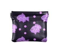 Puffer Fish - Portafoglio da donna in pelle con motivo a pois lavanda, per ragazze e donne, Motivo a pois lavanda con pesce palla, Decorazione