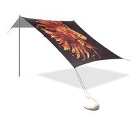 Puffer Fish - Tenda da spiaggia indiana rossa e baldacchino, protezione UPF50+, impermeabile, portatile, con tasche per sabbia, per campeggio, picnic, cortile