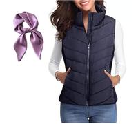 Puffer Jacket Winter,Puffer Vest Women Sleeveless Zip Up Outerwear,Cozy Without Bulk (Blue,M)