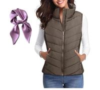 Puffer Jacket Winter,Puffer Vest Women Sleeveless Zip Up Outerwear,Cozy Without Bulk (Brown,M)