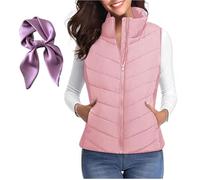 Puffer Jacket Winter,Puffer Vest Women Sleeveless Zip Up Outerwear,Cozy Without Bulk (Pink,XXL)