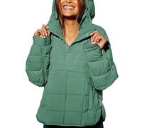 Puffer Pullover Jacket Womens, Womens Casual Oversized Puffer Jacket, Quilted Pullover Women, Women's Winter Warm Jackets (Light Green,Medium)