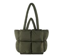 Puffer Tote Bag per le Donne Trapuntato Puffy Nuvola Borsa a Tracolla Inverno Imbottitura Reticolo Borsa per il Lavoro in Negozio (verde,Taglia unica)
