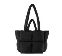 Puffer Tote Bag per le Donne Trapuntato Puffy Nuvola Borsa a Tracolla Inverno Imbottitura Reticolo Borsa per il Lavoro in Negozio (nero,Taglia unica)