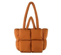 Puffer Tote Bag per le Donne Trapuntato Puffy Nuvola Borsa a Tracolla Inverno Imbottitura Reticolo Borsa per il Lavoro in Negozio (marrone,Taglia unica)