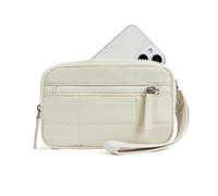 Puffer Wristlet Wallet Fits Phone, Convely Essential Wristlet Wallet, Nylon Quilted Wallets with 3 Zipper Purse for Women (Beige)
