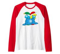 Puffetta Natalizia con puffi, Coccole e abbracci, per Migliore Amica Maglia con Maniche Raglan
