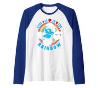 Puffi Arcobaleno Amore Romantico San Valentino Classico Amico BFF Maglia con Maniche Raglan