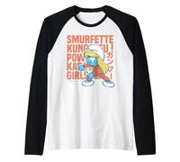 Puffi Puffetta Kung Fu Ninja Girl Power Tokyo Classico Divertimento Maglia con Maniche Raglan