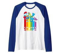 Puffi Rainbow Team Colors Crazy Friends Classico Festa BFF Maglia con Maniche Raglan