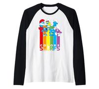 Puffi Rainbow Team Colors Crazy Friends Party Classico BFF Maglia con Maniche Raglan