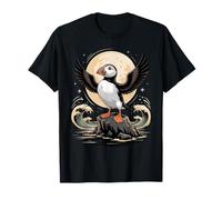 Puffin Howling at The Moon Seabird Birder Parody Maglietta