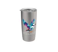 Puffin Islanda Aurora boreale Aurora Borealis Bicchiere termico in acciaio inox doppia parete