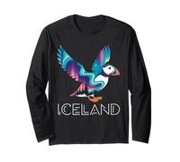 Puffin Islanda Aurora boreale Aurora Borealis Maglia a Manica
