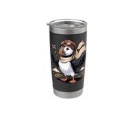 Puffin Pilot Seabird Bird Watching Flying Lover Bicchiere termico in acciaio inox doppia parete