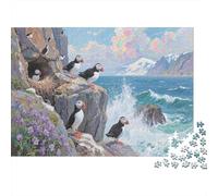 Puffins on Cliffs Puzzle Impossibile, sfida per adulti, intrattenimento creativo, 1000 pezzi, opera d'arte per adulti, regali a partire dai 14 anni, 52 x 38 cm, 1000 pezzi