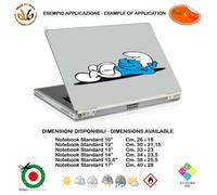Puffo che dorme adesivo notebook tablet sticker picture cartoon print pvc 1 pz.
