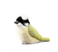PuffPurrs Peluche Réaliste de Bulbul à Ventre Clair, Couronne et Joues Blanches Réalistes, Cadeau Mignon de Pycnonotus Sinensis Porte-Clés, 15cm