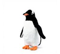 PuffPurrs Peluche Réaliste de Pingouin Papou, Couronne Blanche Réaliste, Cadeau Mignon de Pingouin à Longue Queue Coussin, 28cm